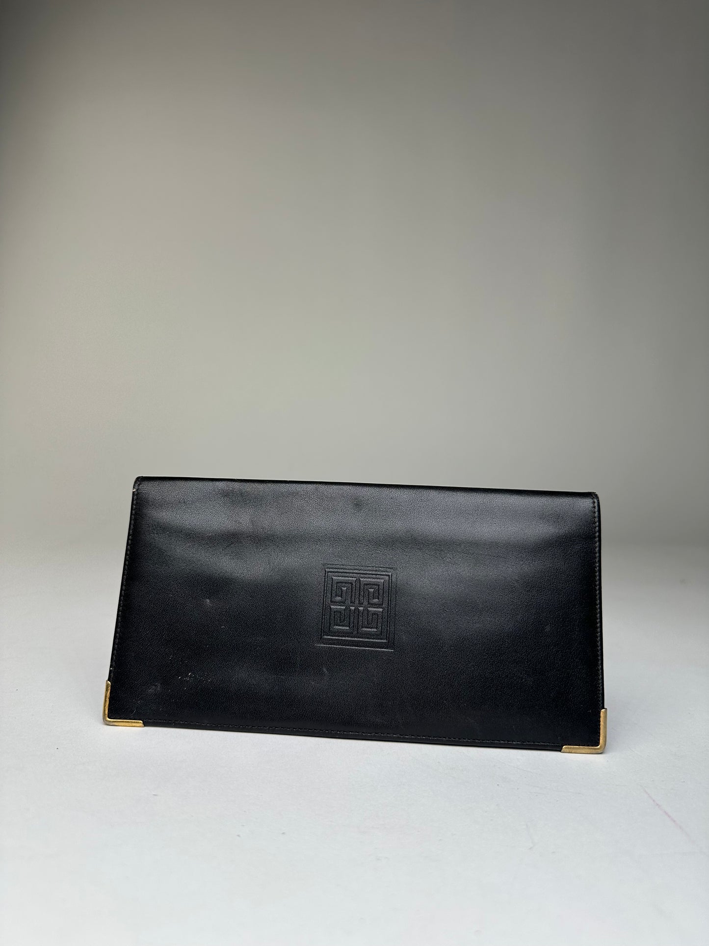 Vintage Givenchy 4G Logo Leather Long Wallet Black