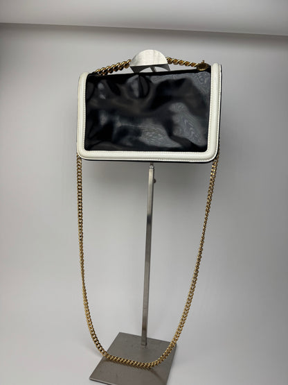 Sac vintage en cuir verni Stella Mc Cartney blanc noir