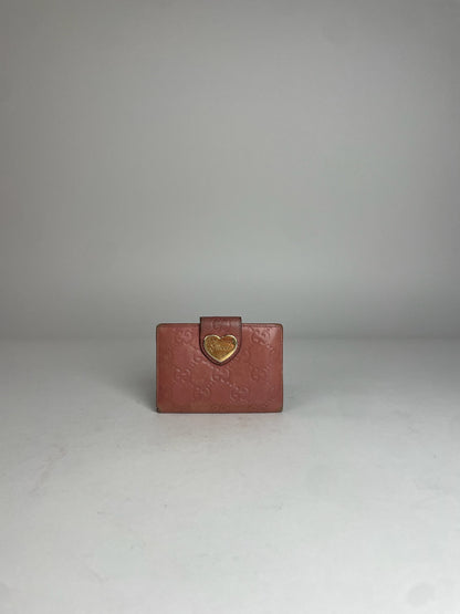 Vintage Gucci Monogram Leather Card Holder Pink