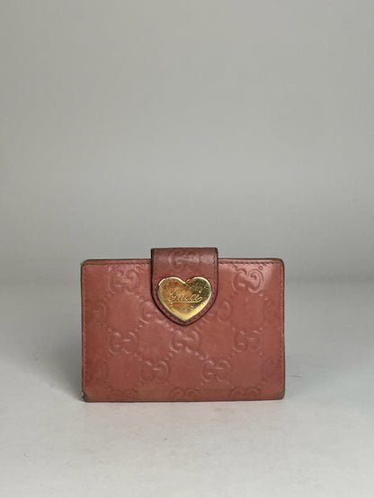 Vintage Gucci Monogram Leather Card Holder Pink