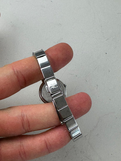 Vintage Courreges Stainless Steel Bracelet Watch Silver White