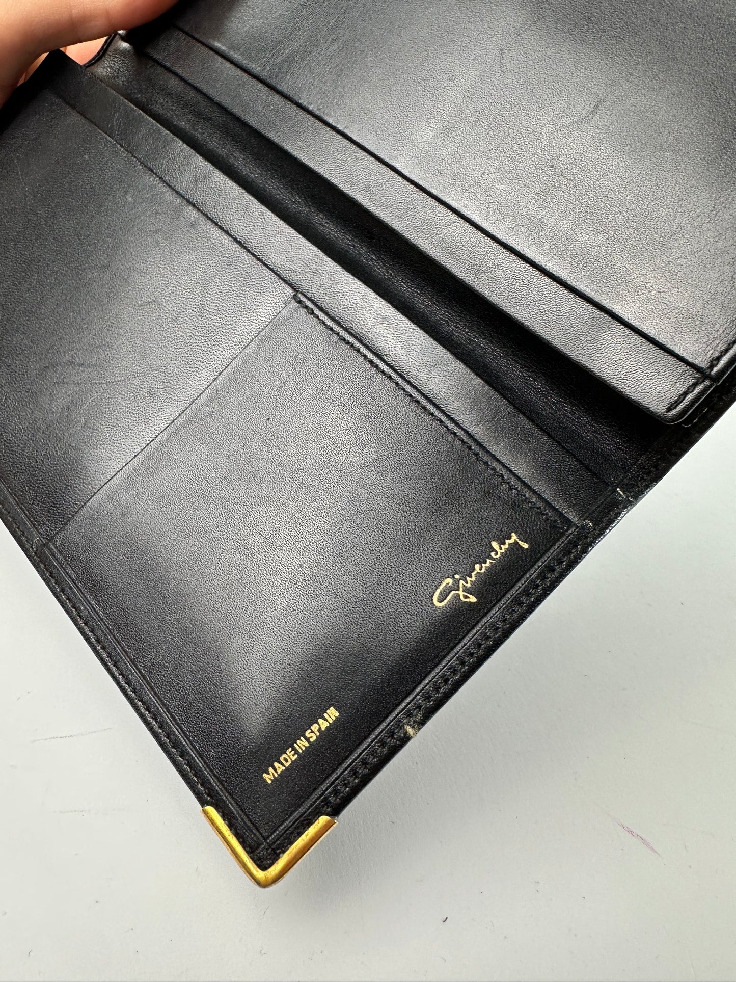 Vintage Givenchy 4G Logo Leather Long Wallet Black