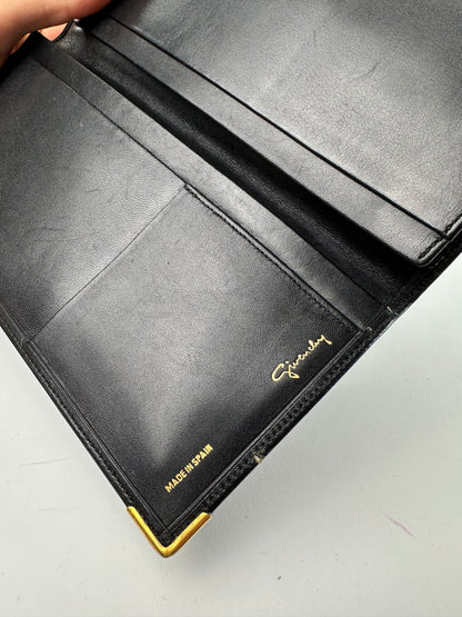 Vintage Givenchy 4G Logo Leather Long Wallet Black