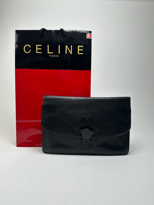 Vintage Celine Paris Leather clutch Black