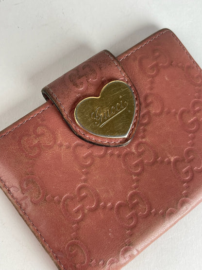 Vintage Gucci Monogram Leather Card Holder Pink