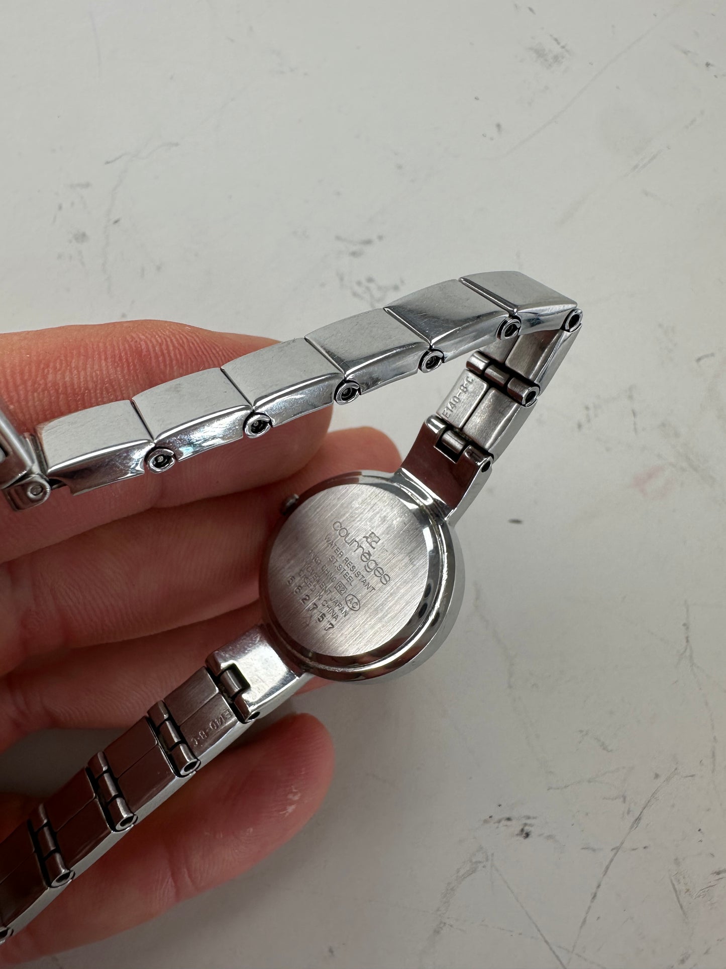 Vintage Courreges Stainless Steel Bracelet Watch Silver White