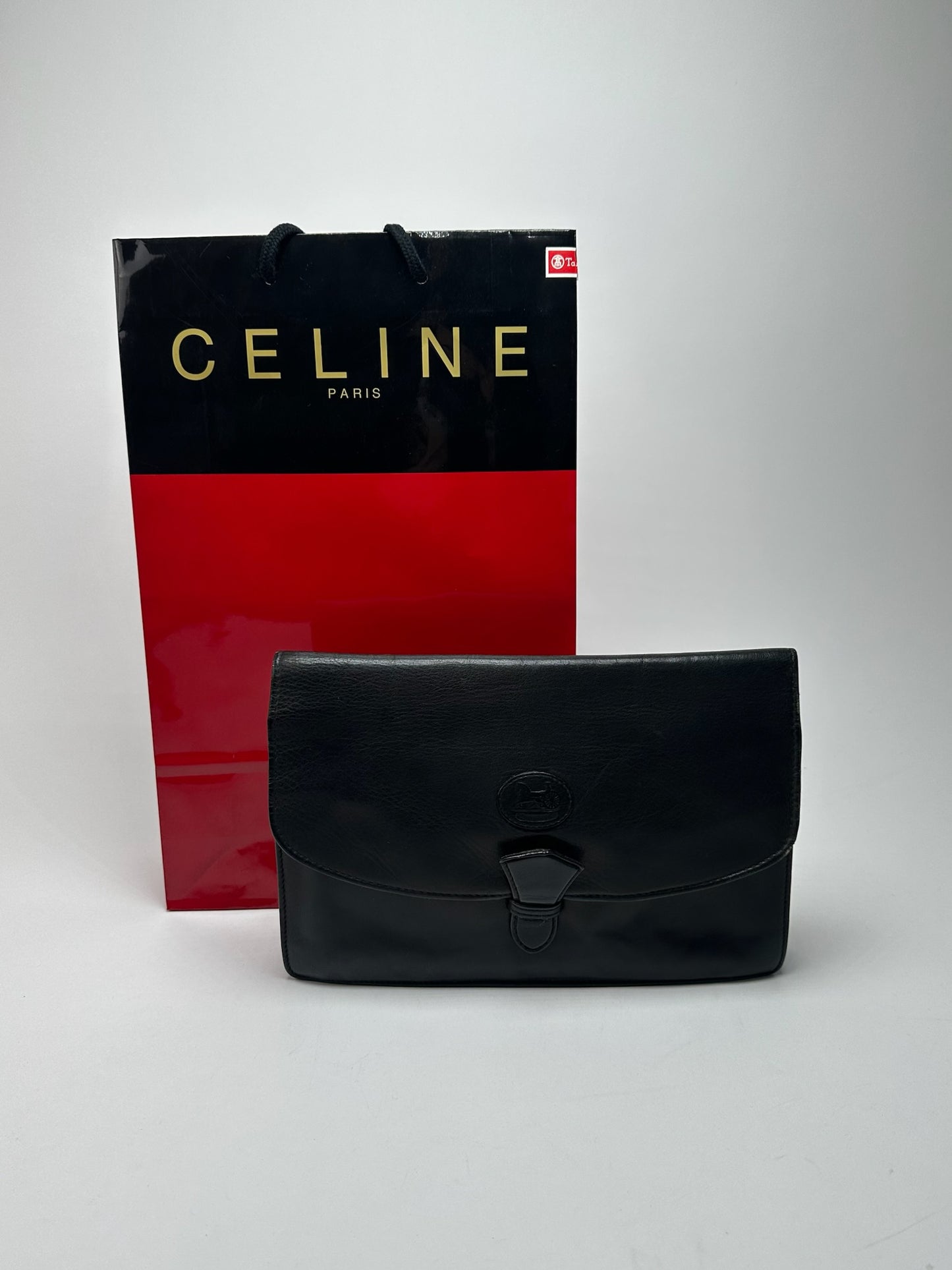 Vintage Celine Paris Leather clutch Black