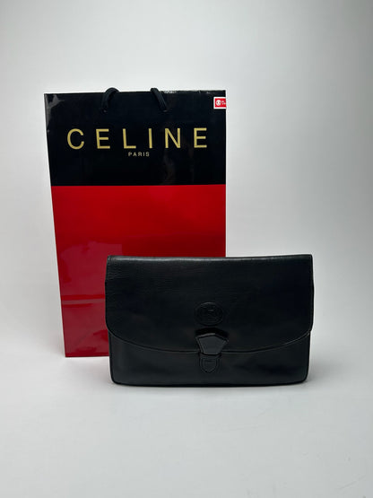 Vintage Celine Paris Leather clutch Black