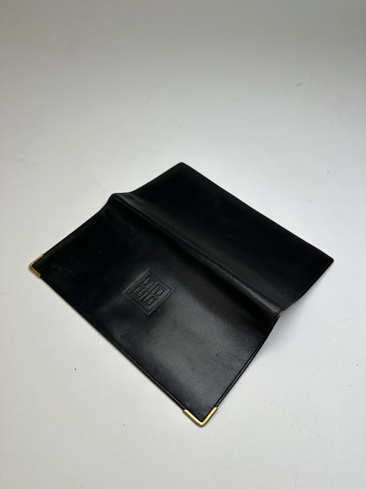 Vintage Givenchy 4G Logo Leather Long Wallet Black
