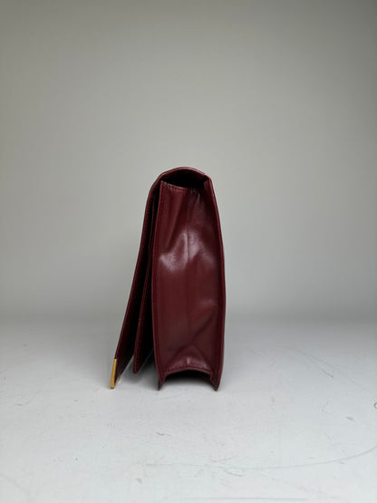 Vintage Cartier Leather Clutch Bag Burgundy Gold-tone