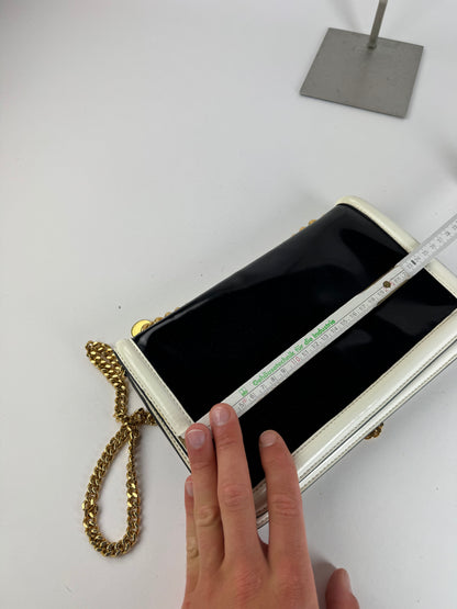 Sac vintage en cuir verni Stella Mc Cartney blanc noir