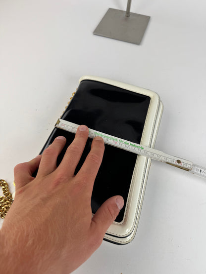 Sac vintage en cuir verni Stella Mc Cartney blanc noir