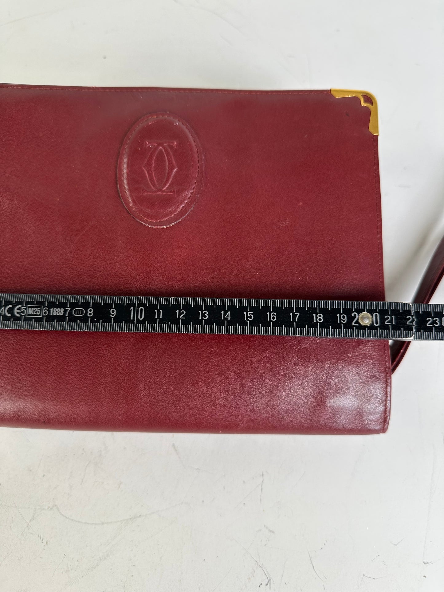 Vintage Cartier Leather Clutch Bag Burgundy Gold-tone