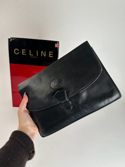 Vintage Celine Paris Leather clutch Black