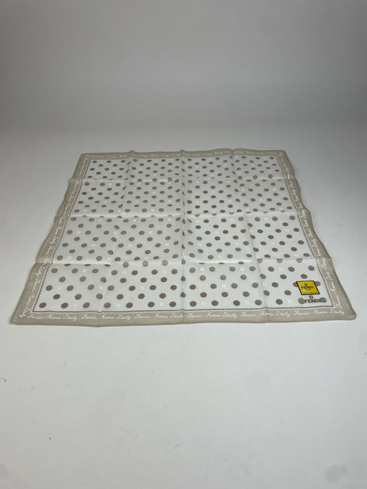 Vintage Fendi Polkadot Monogram Scarf White Grey