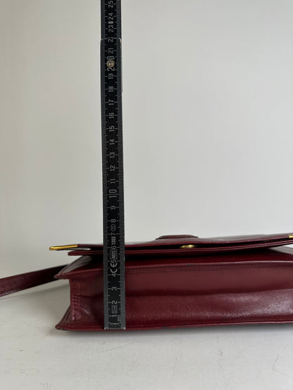 Vintage Cartier Leather Clutch Bag Burgundy Gold-tone