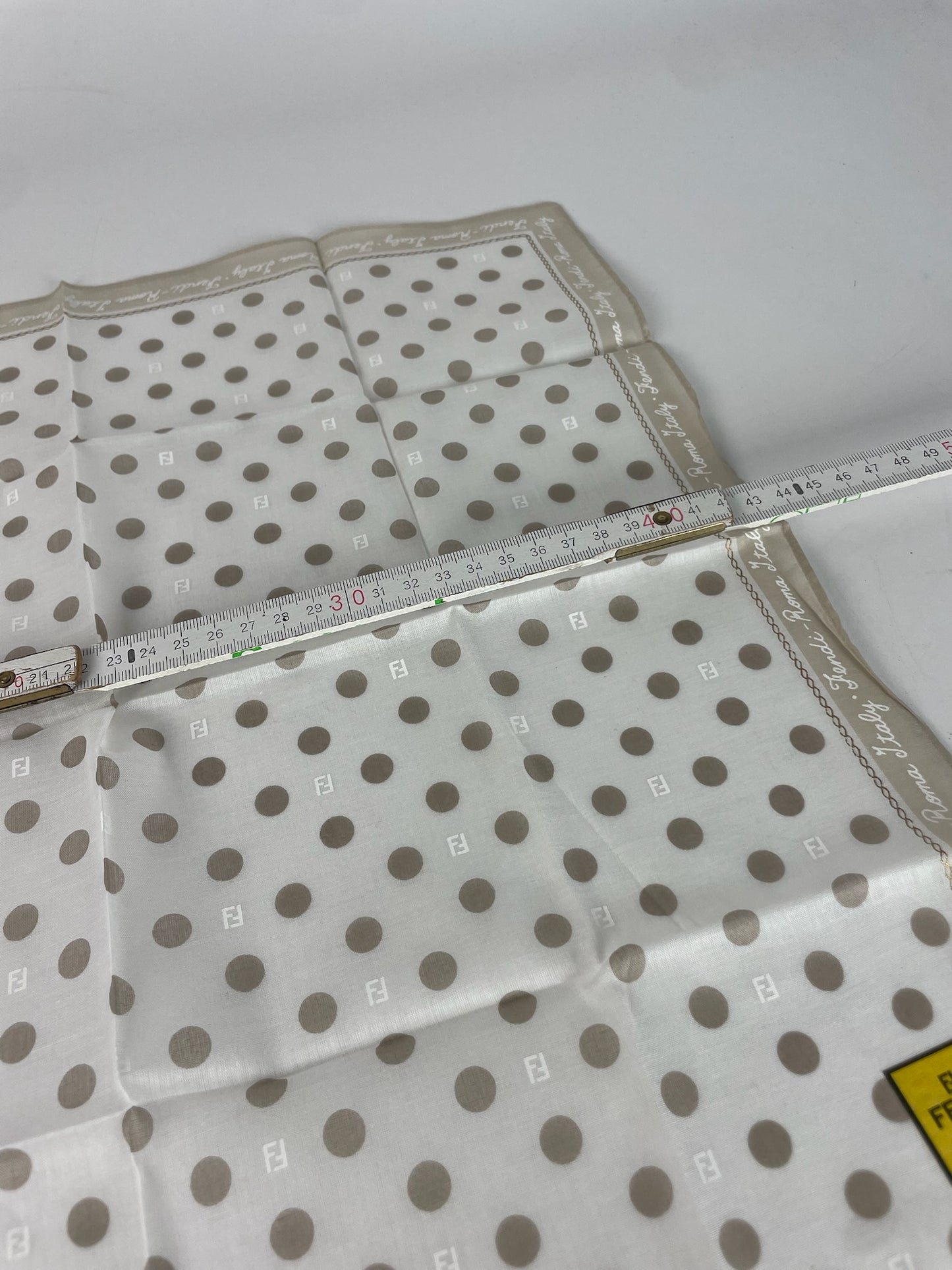 Vintage Fendi Polkadot Monogram Scarf White Grey