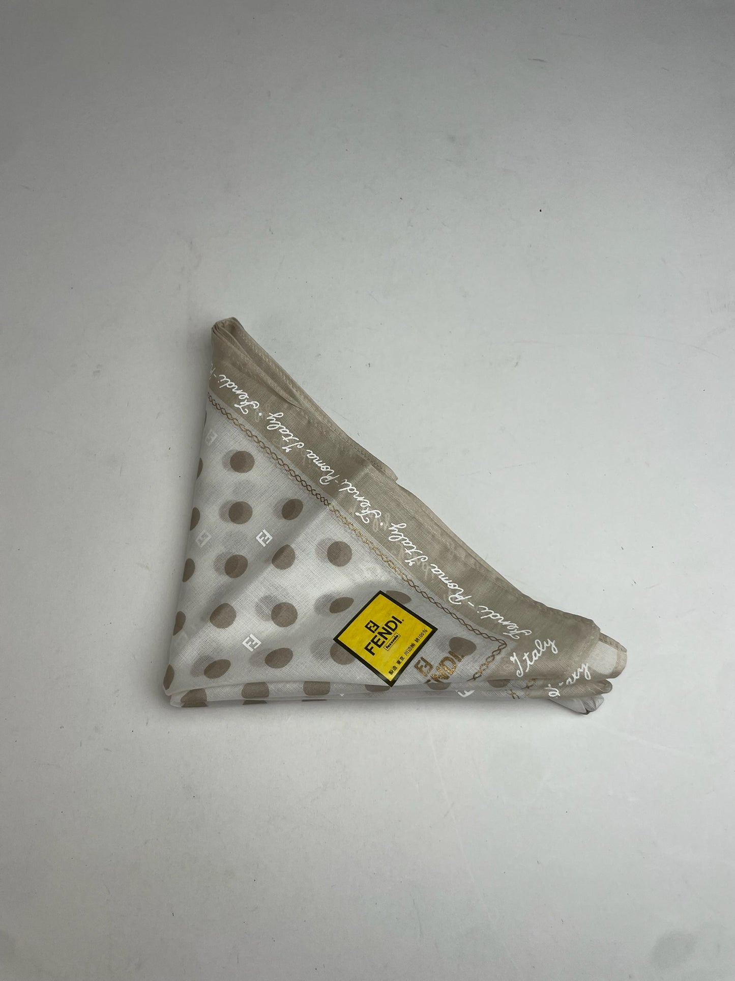 Vintage Fendi Polkadot Monogram Scarf White Grey