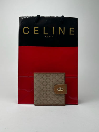 Vintage Celine Paris leather monogram wallet beige