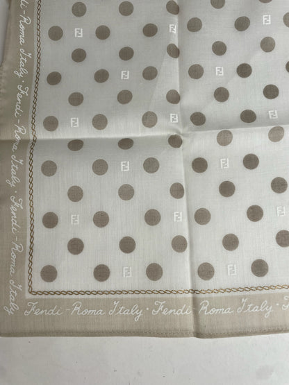 Vintage Fendi Polkadot Monogram Scarf White Grey