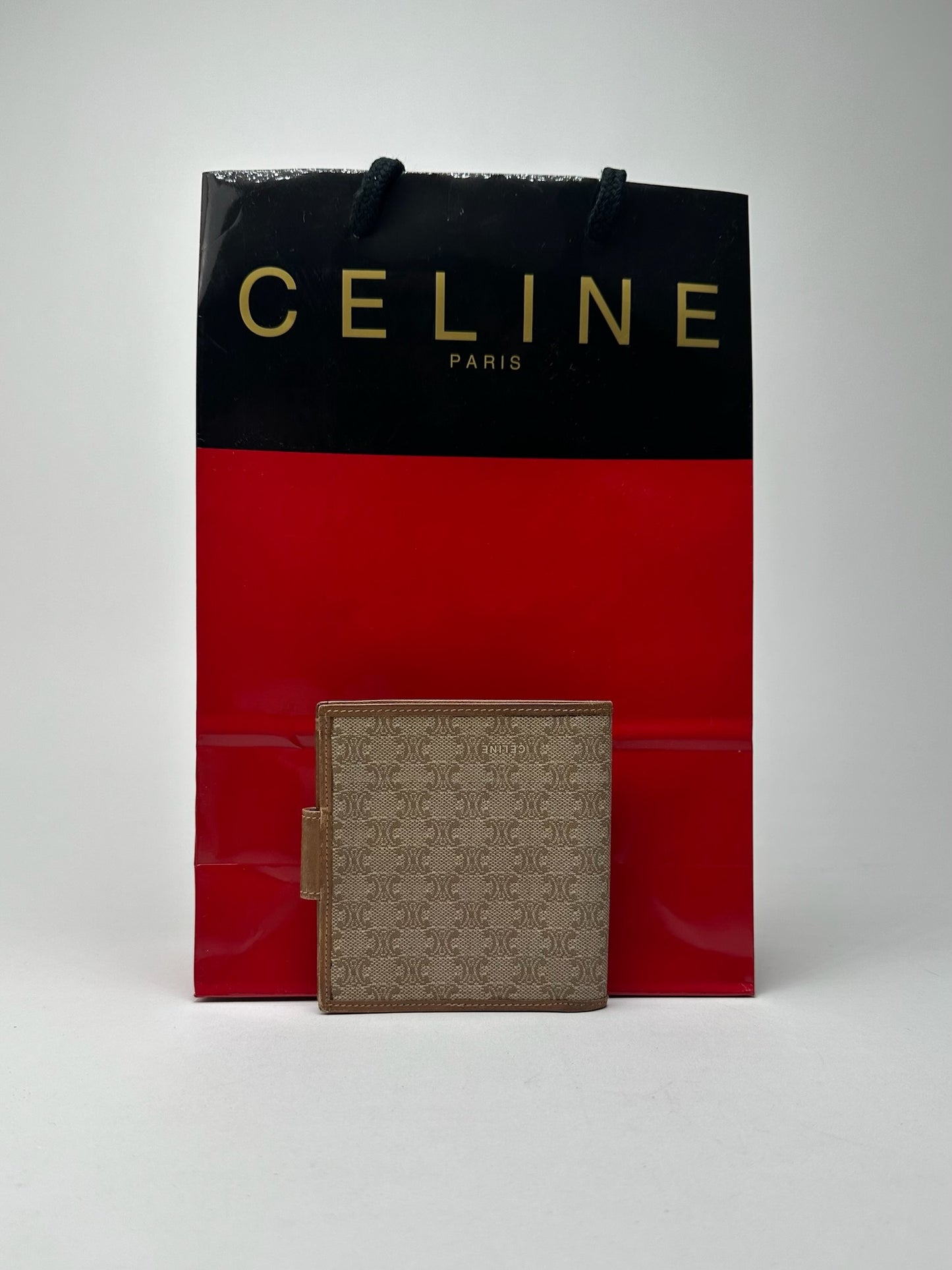 Vintage Celine Paris leather monogram wallet beige