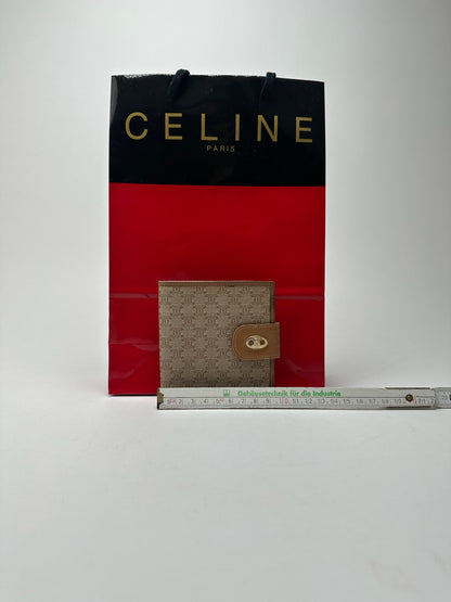 Vintage Celine Paris leather monogram wallet beige
