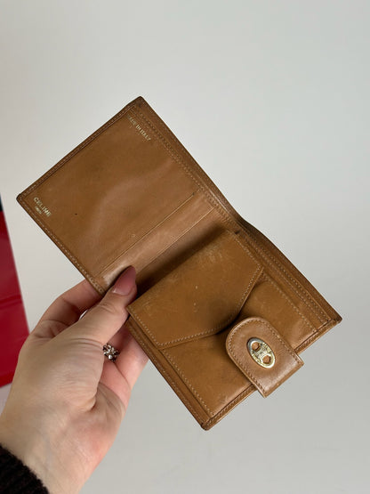 Vintage Celine Paris leather monogram wallet beige