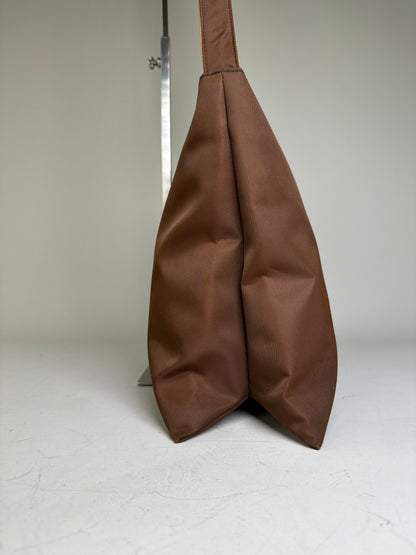 Vintage Givenchy Nylon Shoulder Bag Brown Olive Green Gold