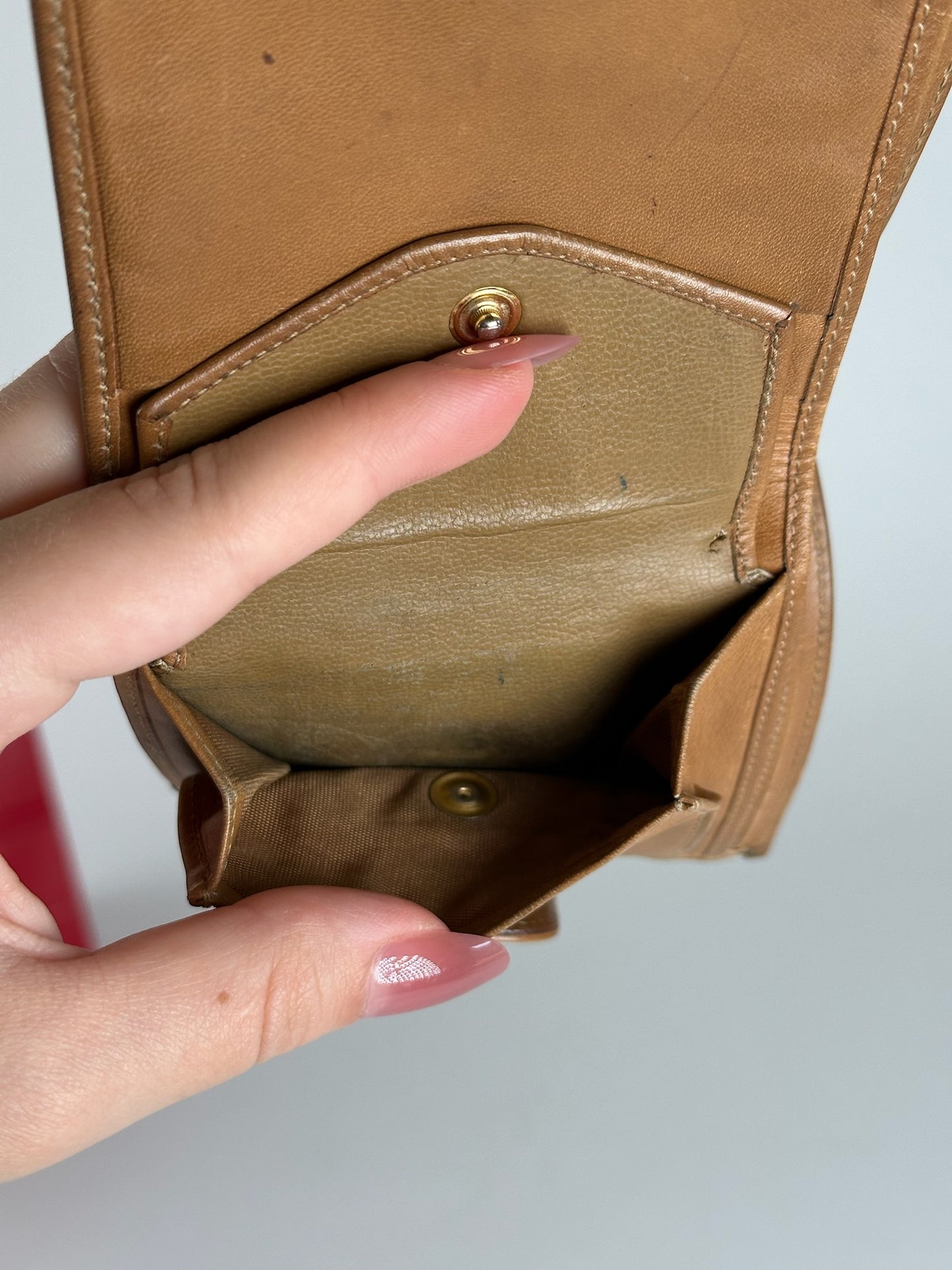 Vintage Celine Paris leather monogram wallet beige