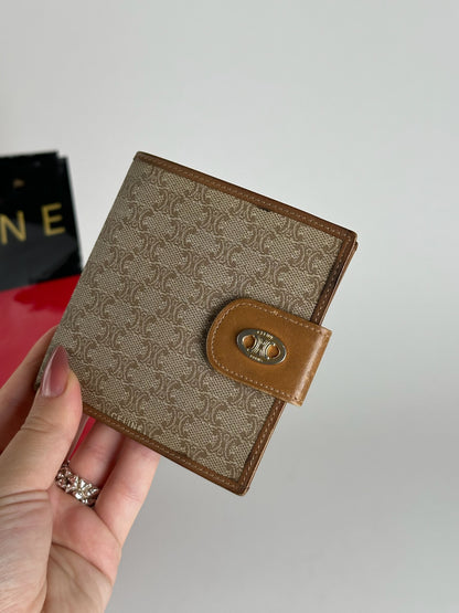 Vintage Celine Paris leather monogram wallet beige