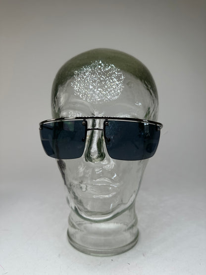 Vintage Celine Paris Rimless Sunglasses Silver Blue