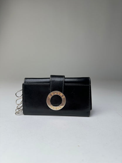 Vintage Celine Paris Leather Key Holder Black