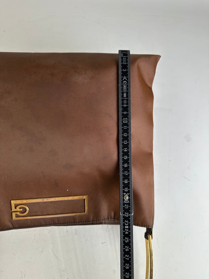 Vintage Givenchy Nylon Shoulder Bag Brown Olive Green Gold