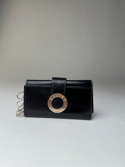 Vintage Celine Paris Leather Key Holder Black