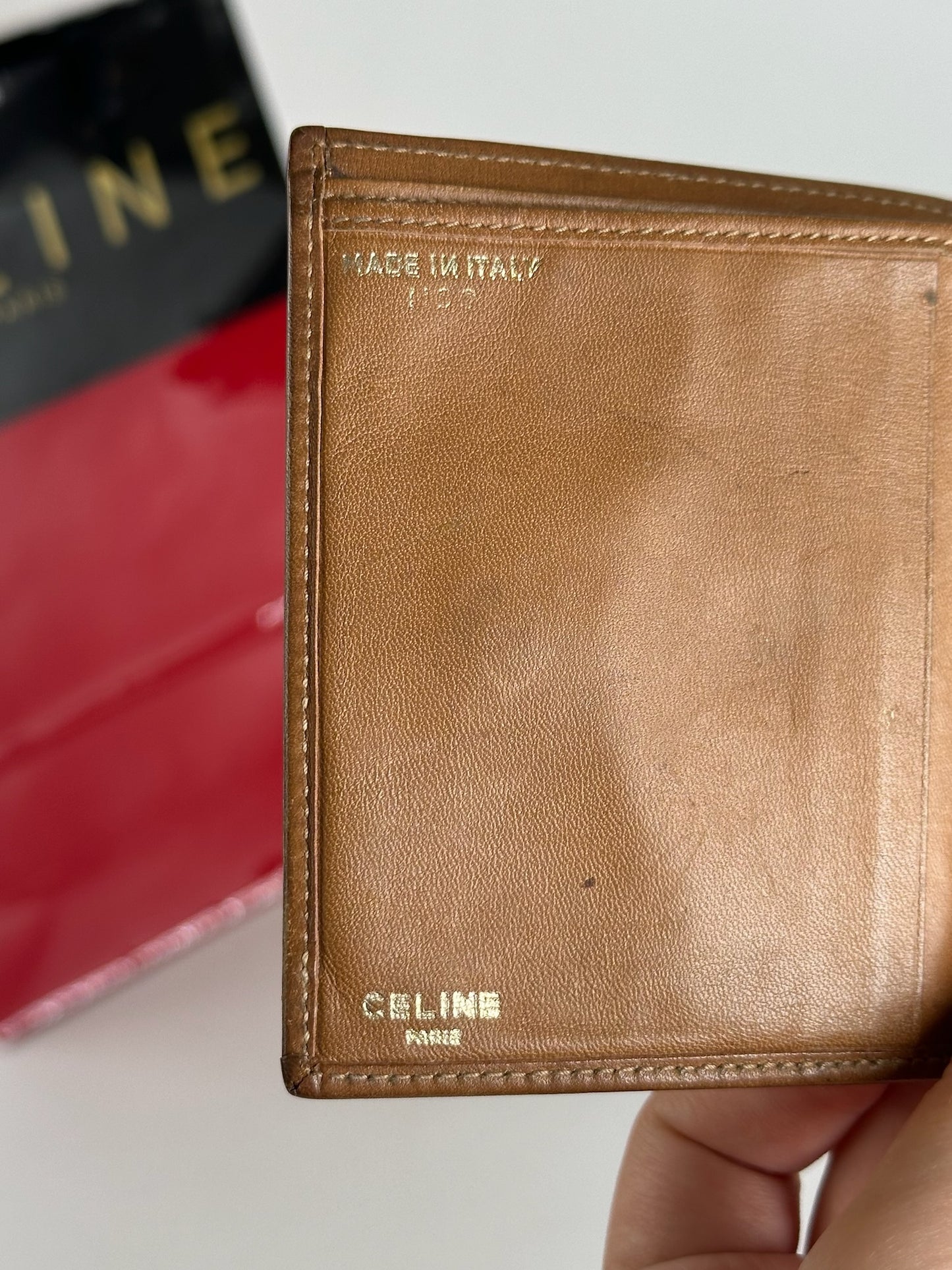 Vintage Celine Paris leather monogram wallet beige