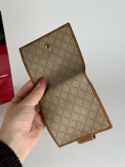 Vintage Celine Paris leather monogram wallet beige