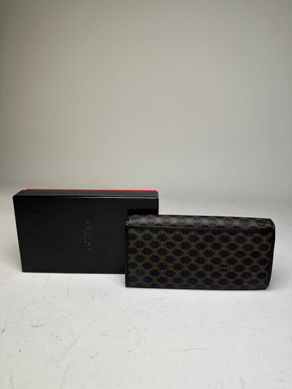 Vintage Celine Monogram Canvas Wallet Black Brown Gold
