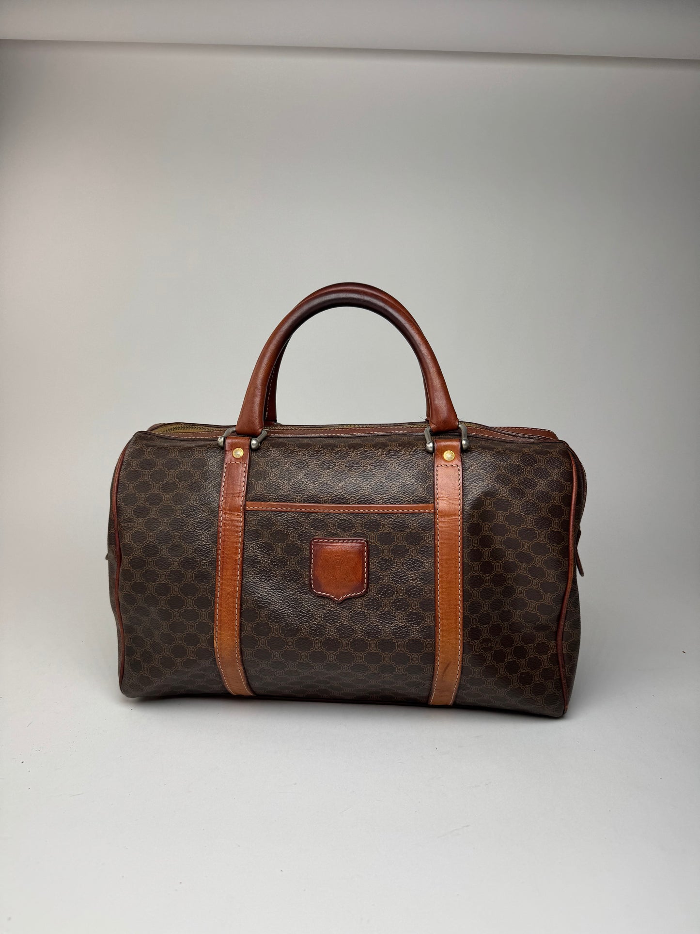 Vintage Celine Monogram Mini Boston Leather bag brown