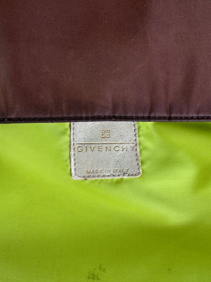 Vintage Givenchy Nylon Shoulder Bag Brown Olive Green Gold