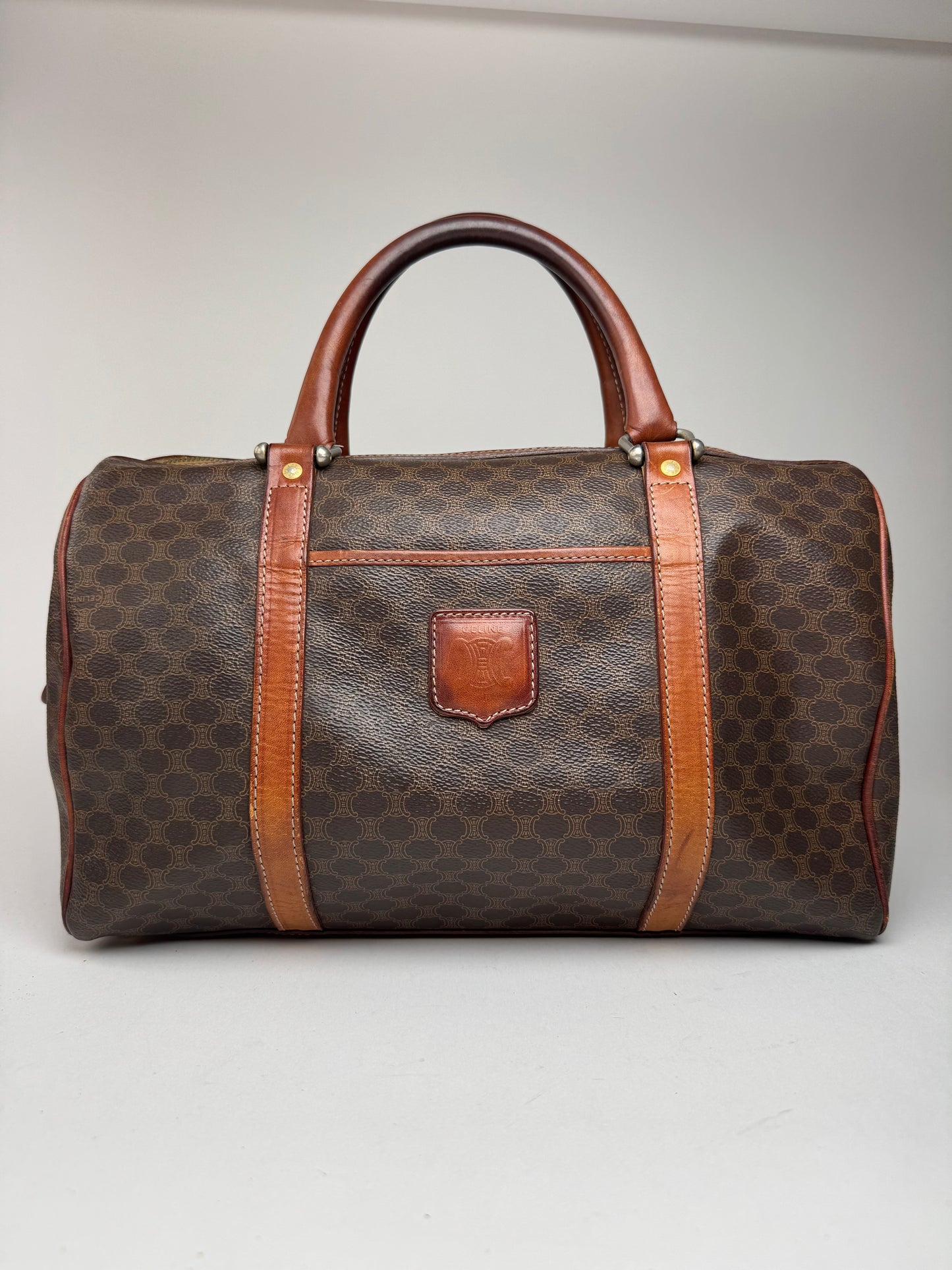 Vintage Celine Monogram Mini Boston Leather bag brown