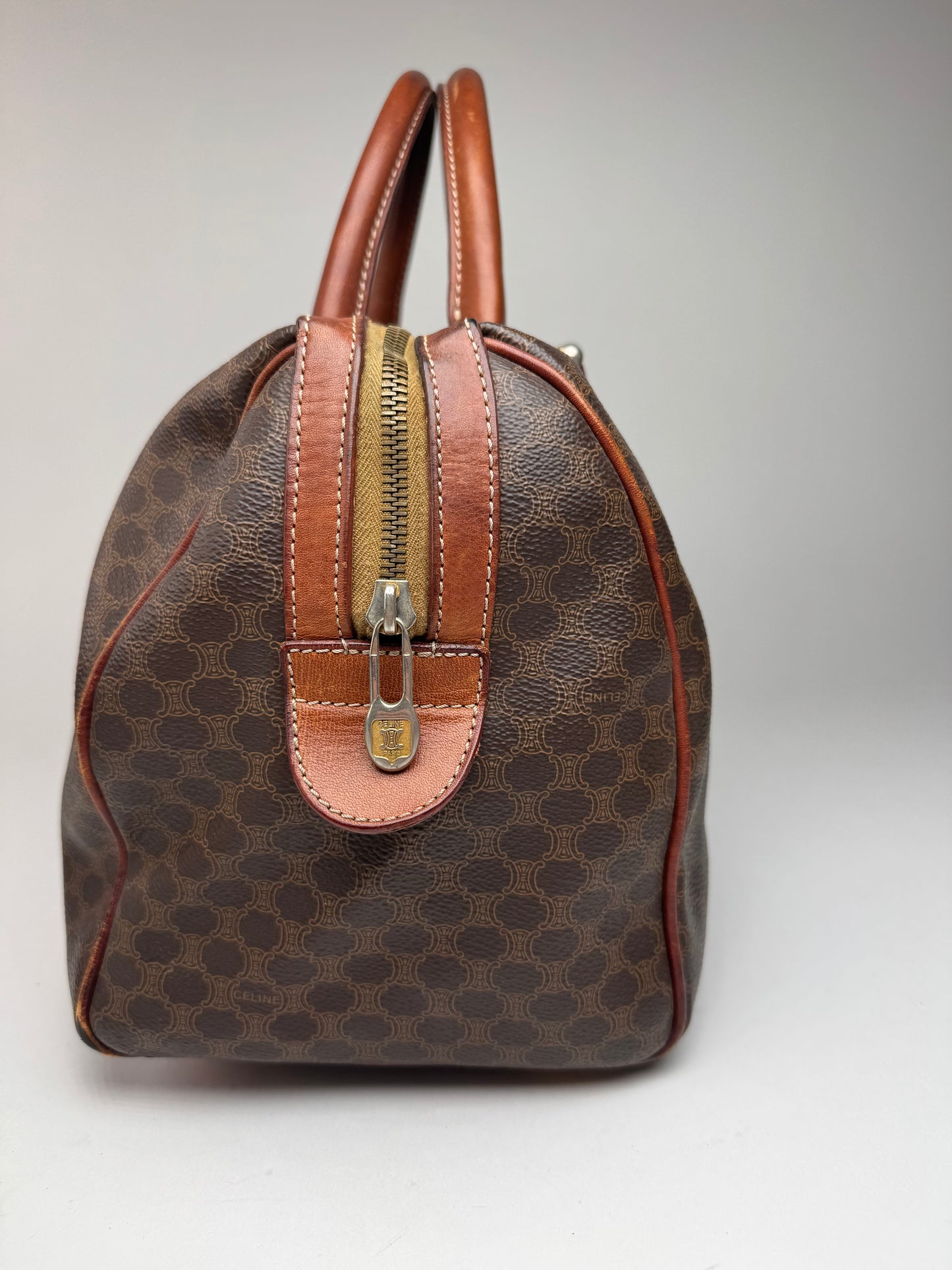 Vintage Celine Monogram Mini Boston Leather bag brown