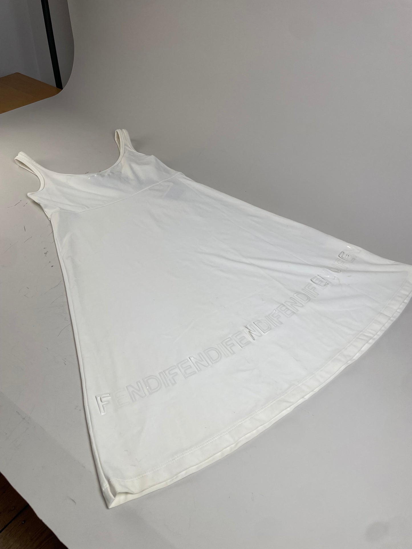 Vintage Fendi Logo Bodycon Dress White XS