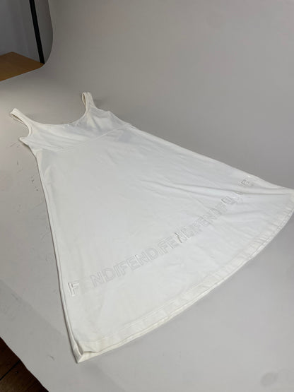 Vintage Fendi Logo Bodycon Dress White XS