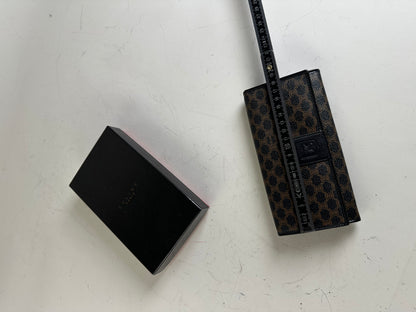 Vintage Celine Monogram Canvas Wallet Black Brown Gold