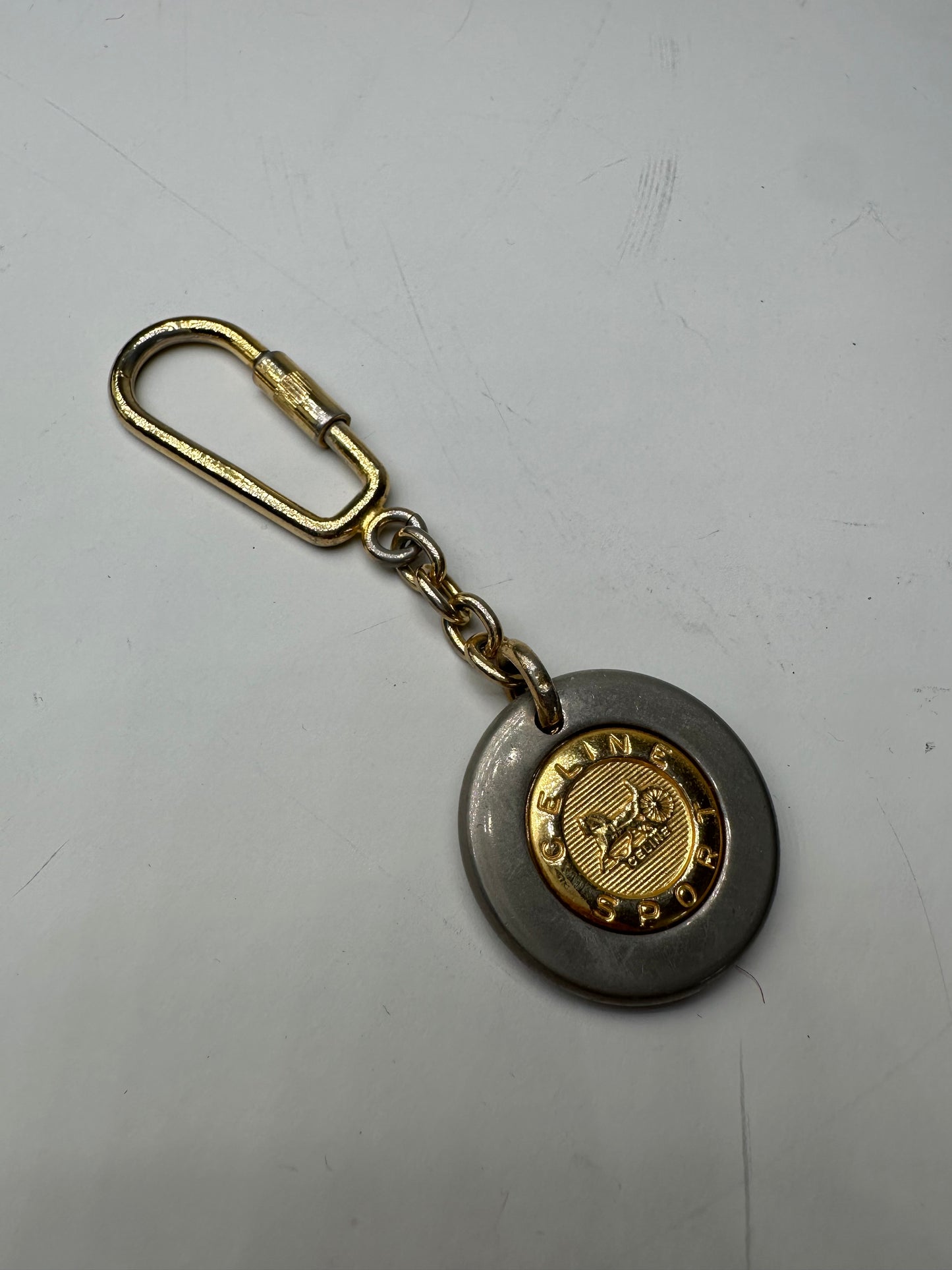Vintage Celine Metal Keychain Gold Silver