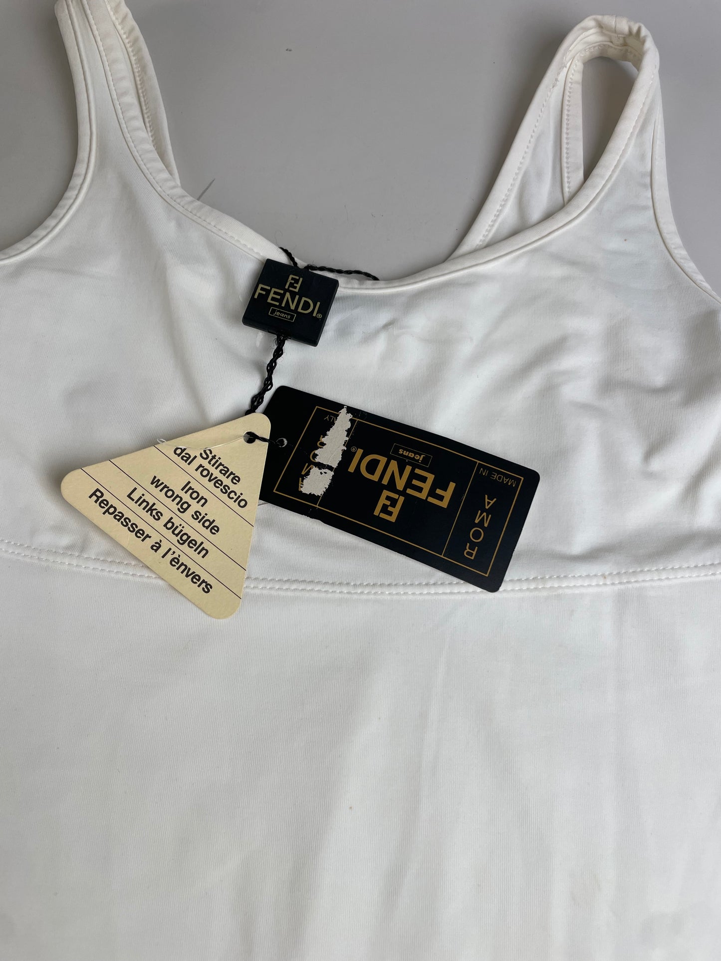 Vintage Fendi Logo Bodycon Dress White XS