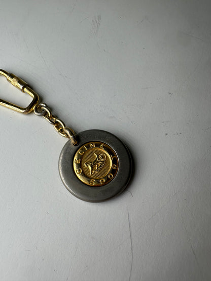 Vintage Celine Metal Keychain Gold Silver