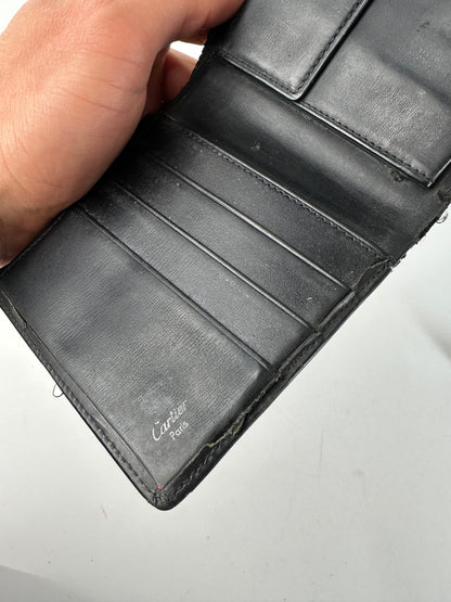 Vintage Cartier Leather Bifold Wallet Black