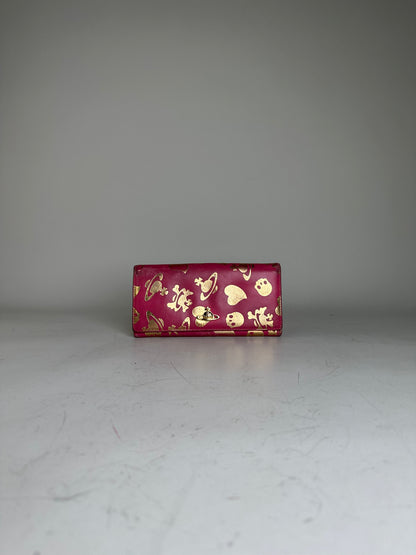 Vintage Vivienne Westwood Printed Leather Wallet Pink Gold