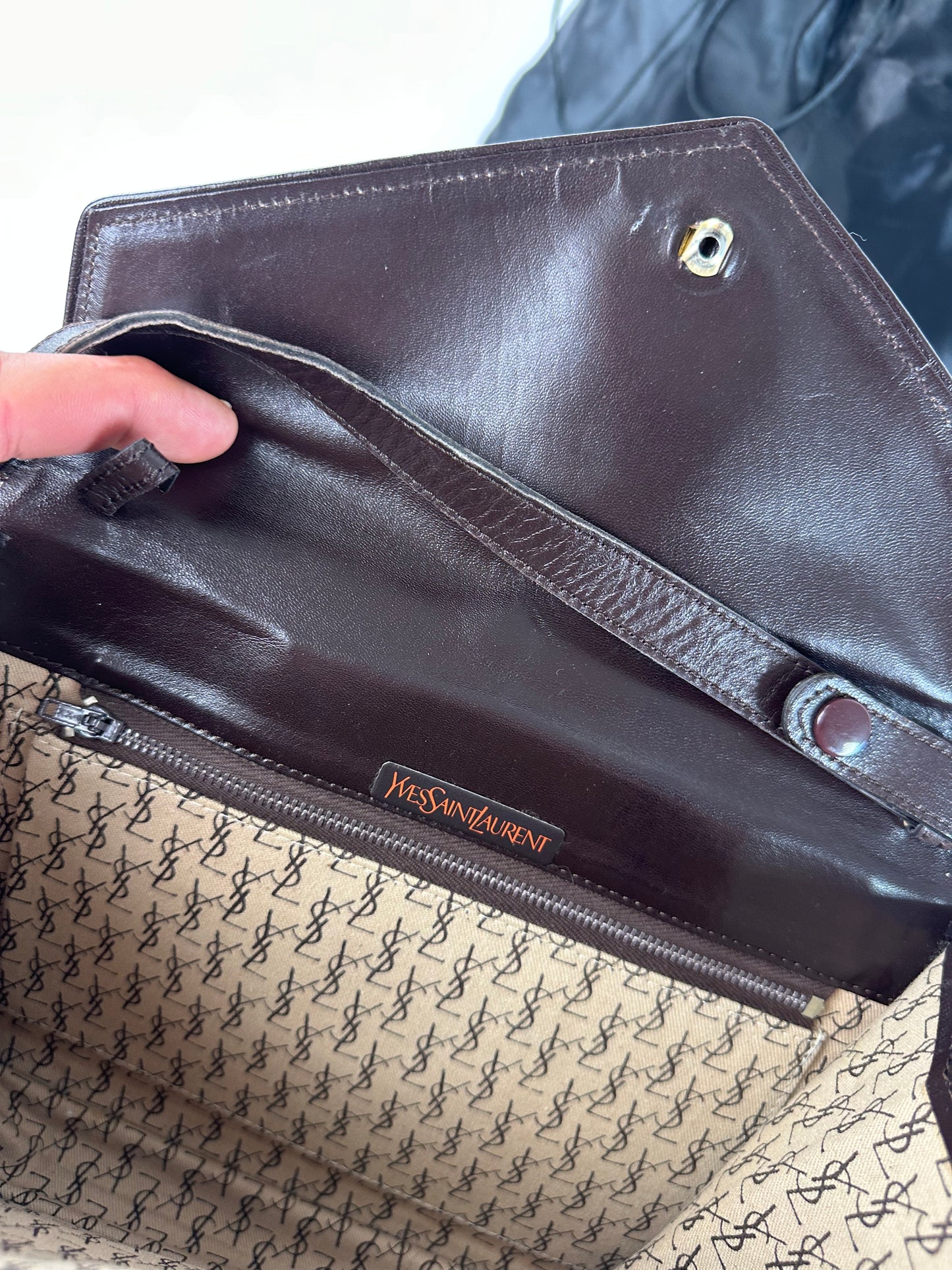 Vintage Yves Saint Laurent Canvas Envelope Shoulder Bag Beige